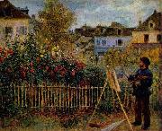 Pierre-Auguste Renoir Claude Monet Painting in His Garden at Argenteuil, oil on canvas